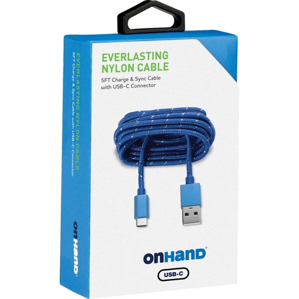 OnHand USB Type-C Cable - Blue 5ft BP USB-A to USB-C